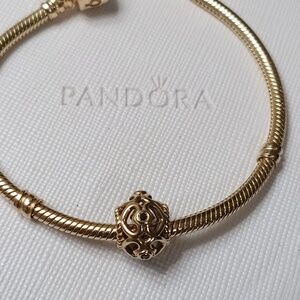 Pandora 14k Black Diamond Solid Gold Open Heart Charm (Charm Only)